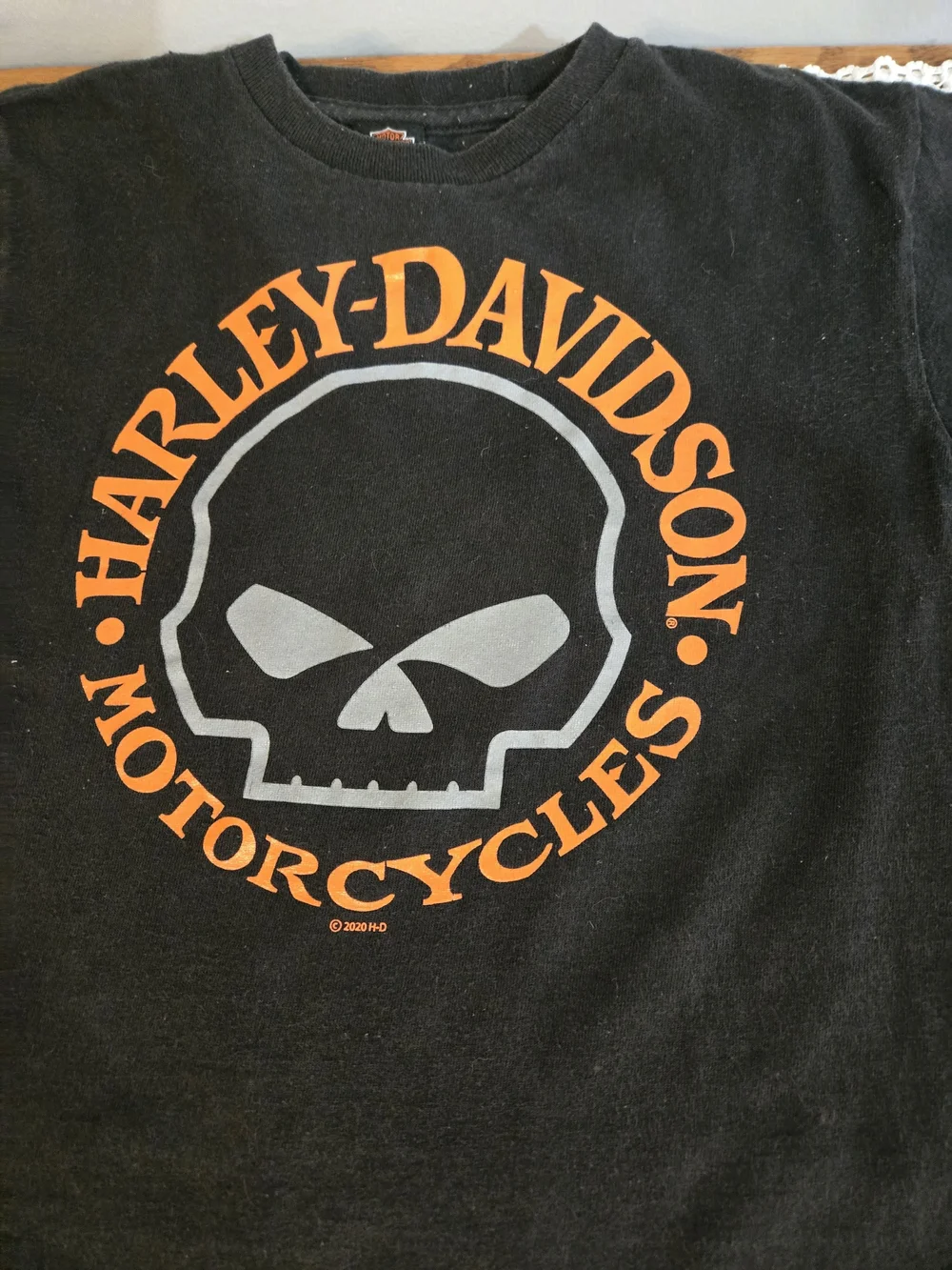 Harley-Davidson Kids Youth Willie G Skull Grapgic Tee Black Orange No Size Tag